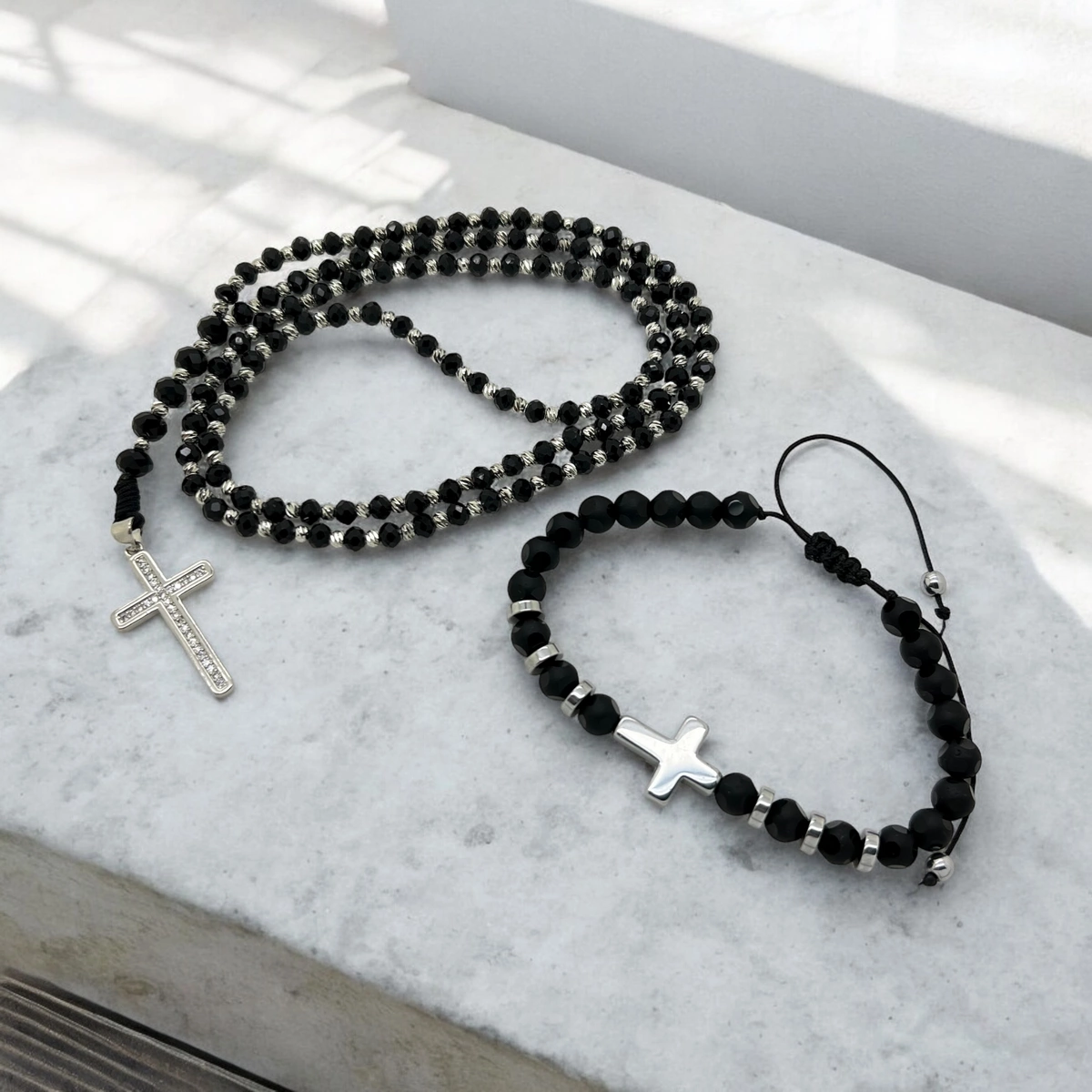 Set Lant-Bratara BlackSilver Rosary [2]