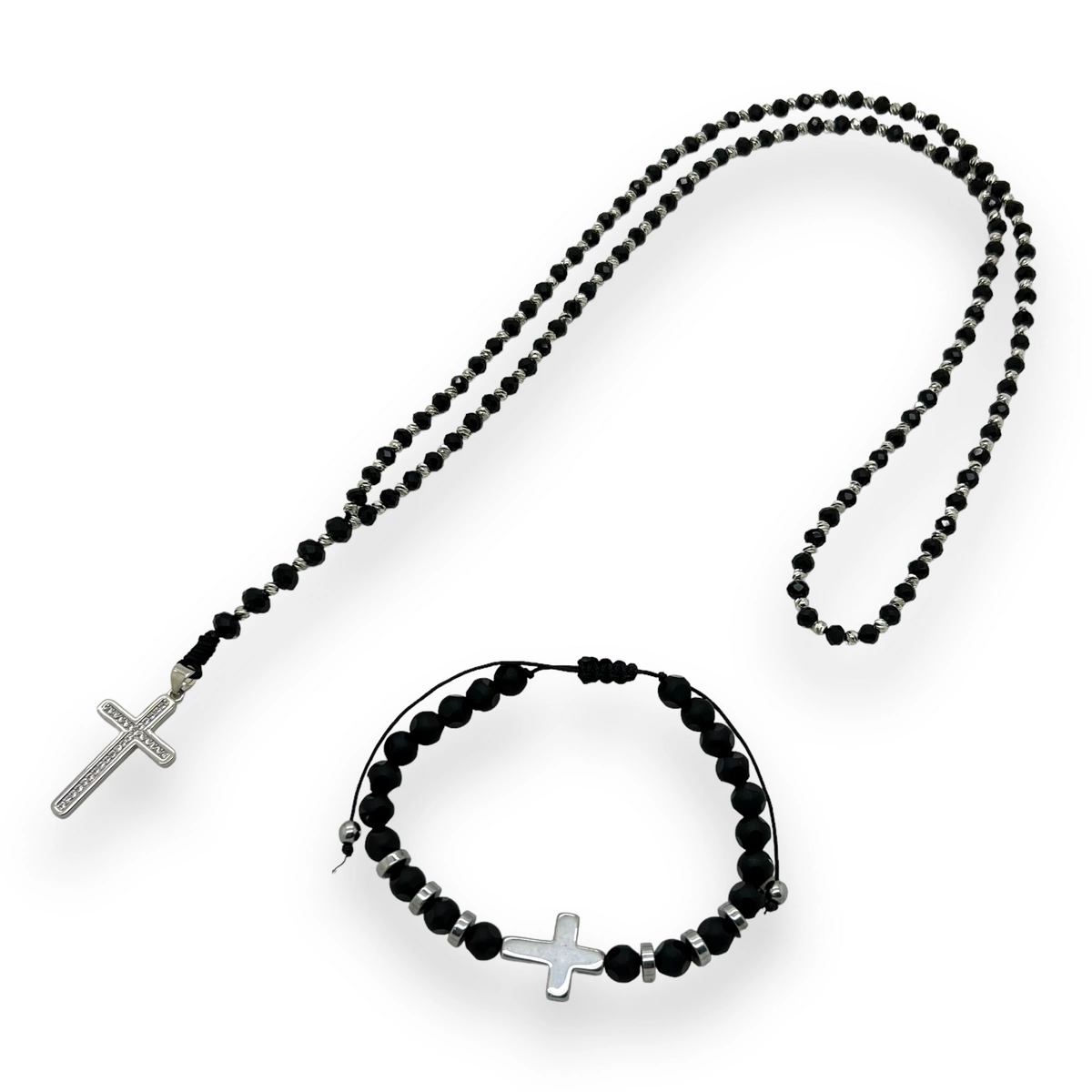 Set Lant-Bratara BlackSilver Rosary [1]