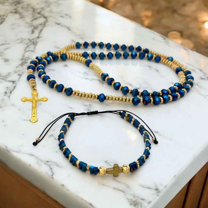 Set Lant-Bratara Blue Imperial Rosary [2]