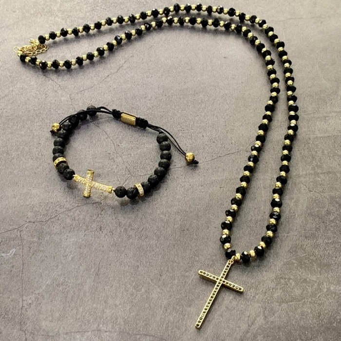 Set Lant-Bratara Brooks Gold Cross [4]