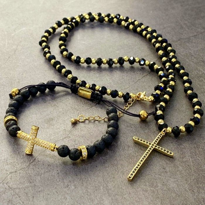 Set Lant-Bratara Brooks Gold Cross [3]