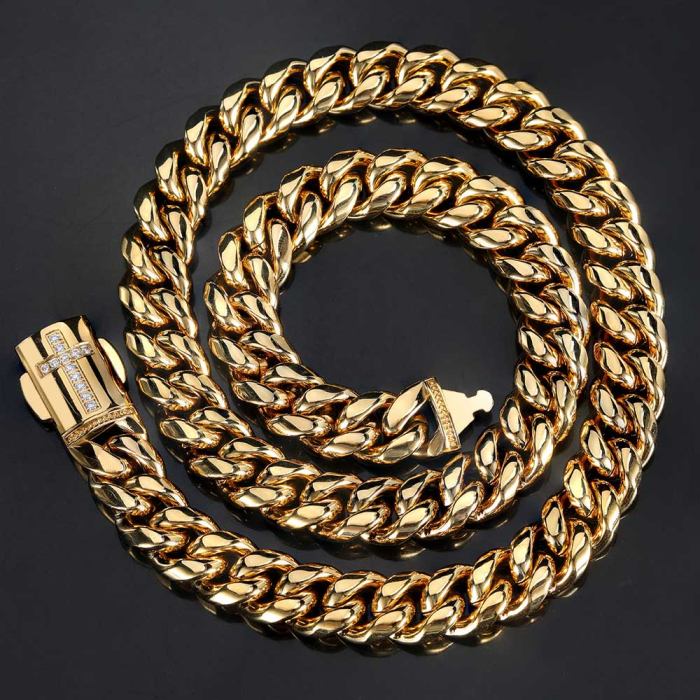 Set Lant-Bratara Brooks Gold Cross Cuban [2]