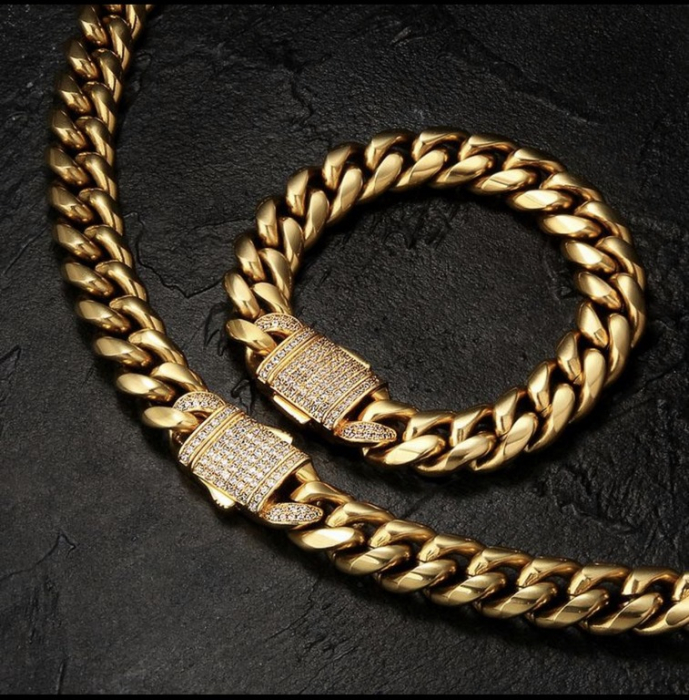 Set Lant-Bratara Brooks Gold Cuban [2]
