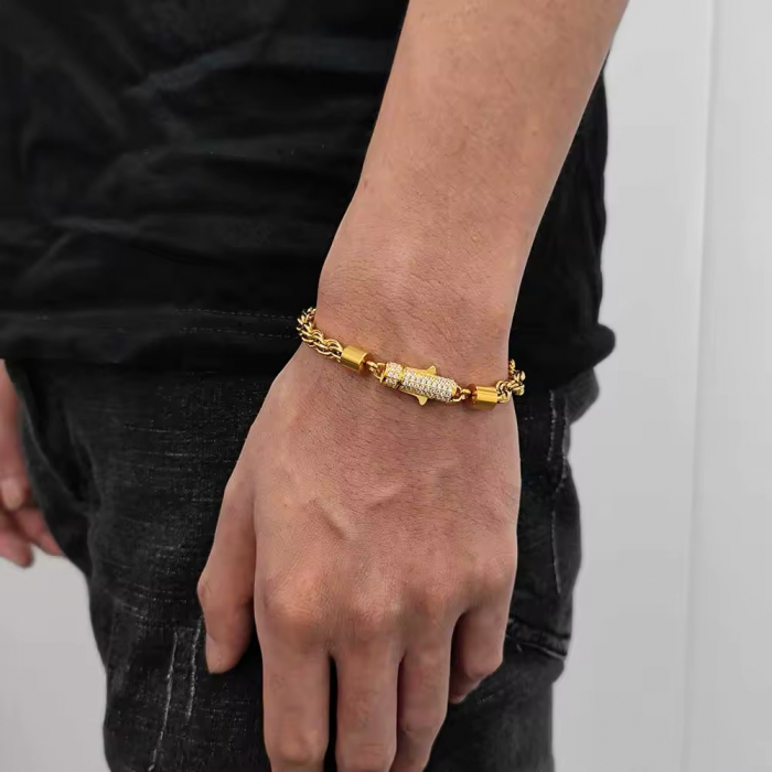 Set Lant-Bratara Brooks Gold Rope Diamonds [4]