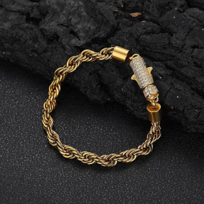 Set Lant-Bratara Brooks Gold Rope Diamonds [3]