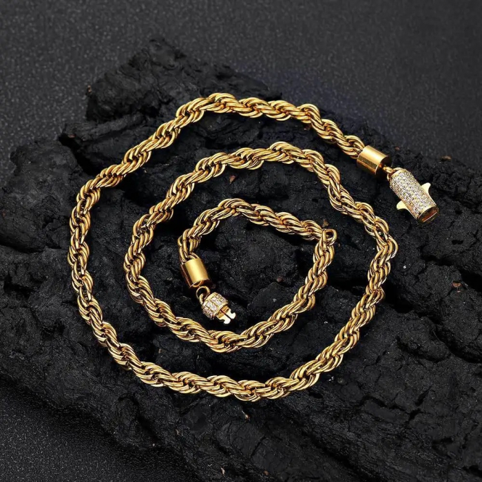 Set Lant-Bratara Brooks Gold Rope Diamonds [2]