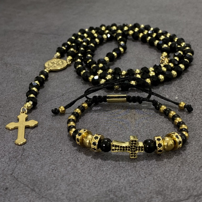 Set Lant-Bratara Brooks Goldblack Rosary [2]