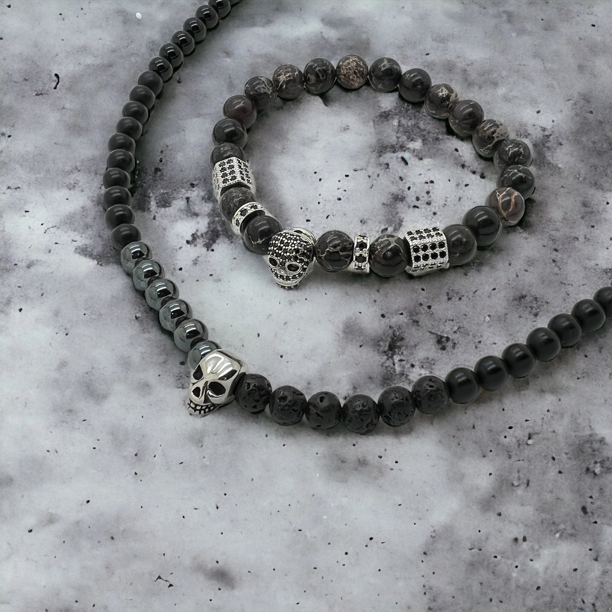 Set Lant-Bratara Brooks Mix Stones Skull [2]