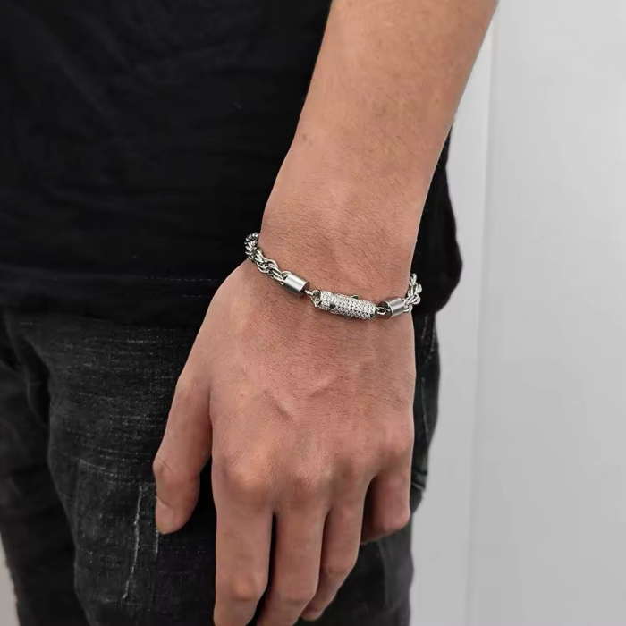 Set Lant-Bratara Brooks Silver Rope Diamonds [3]