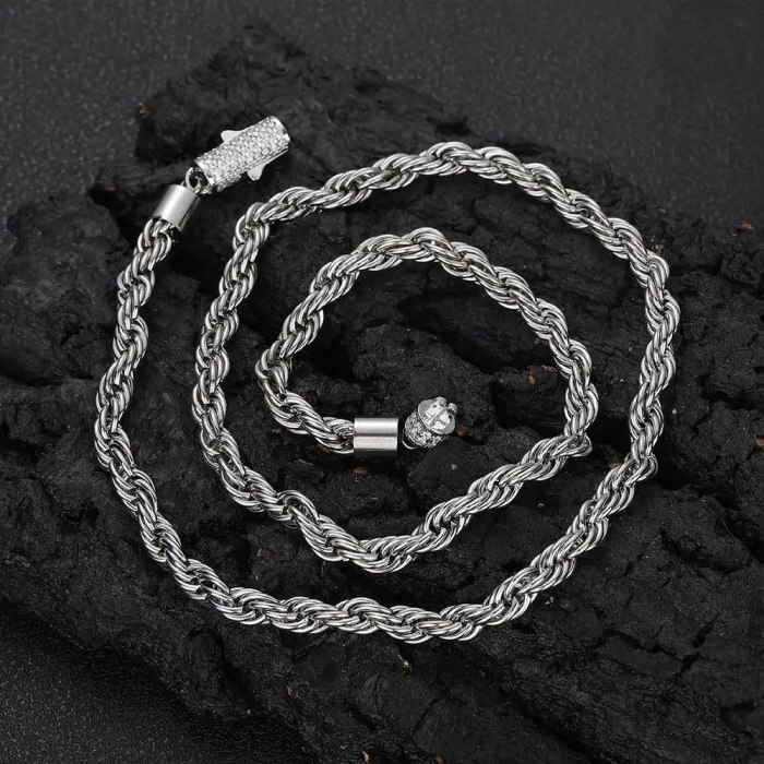 Set Lant-Bratara Brooks Silver Rope Diamonds [2]