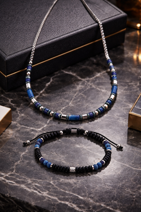 Set Lant-Bratara Brooks Waterproof Blue Agate [3]