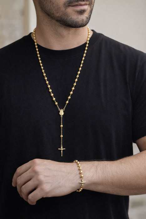 Set Lant-Bratara Gold 14K Plated Rosary [2]