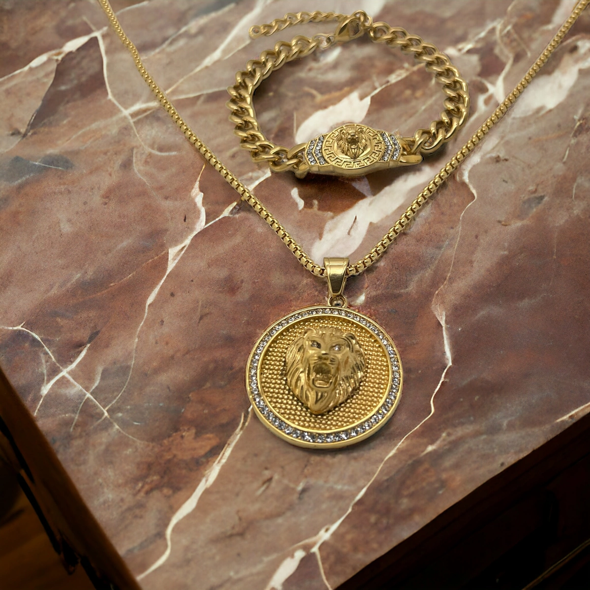 Set Lant-Bratara Gold Lion [3]