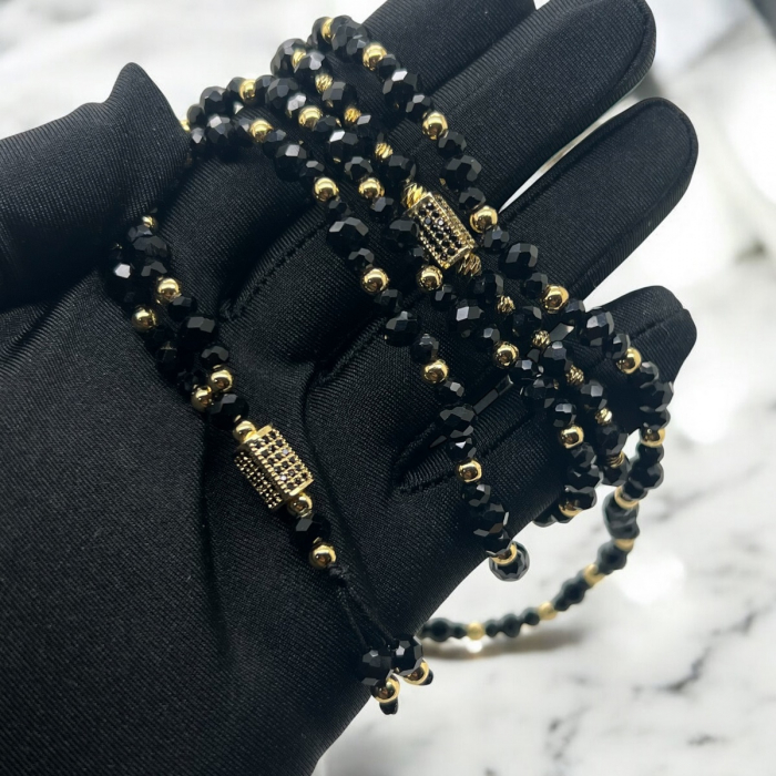 Set Lant-Bratara GoldBlack 14K Plated Rosary [3]