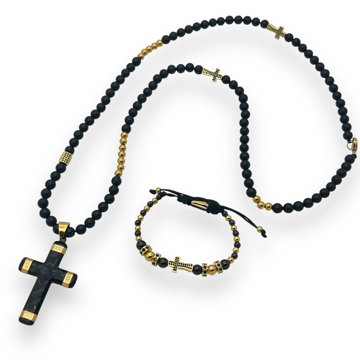 Set Lant-Bratara GoldBlack Cross Masterpiece [1]