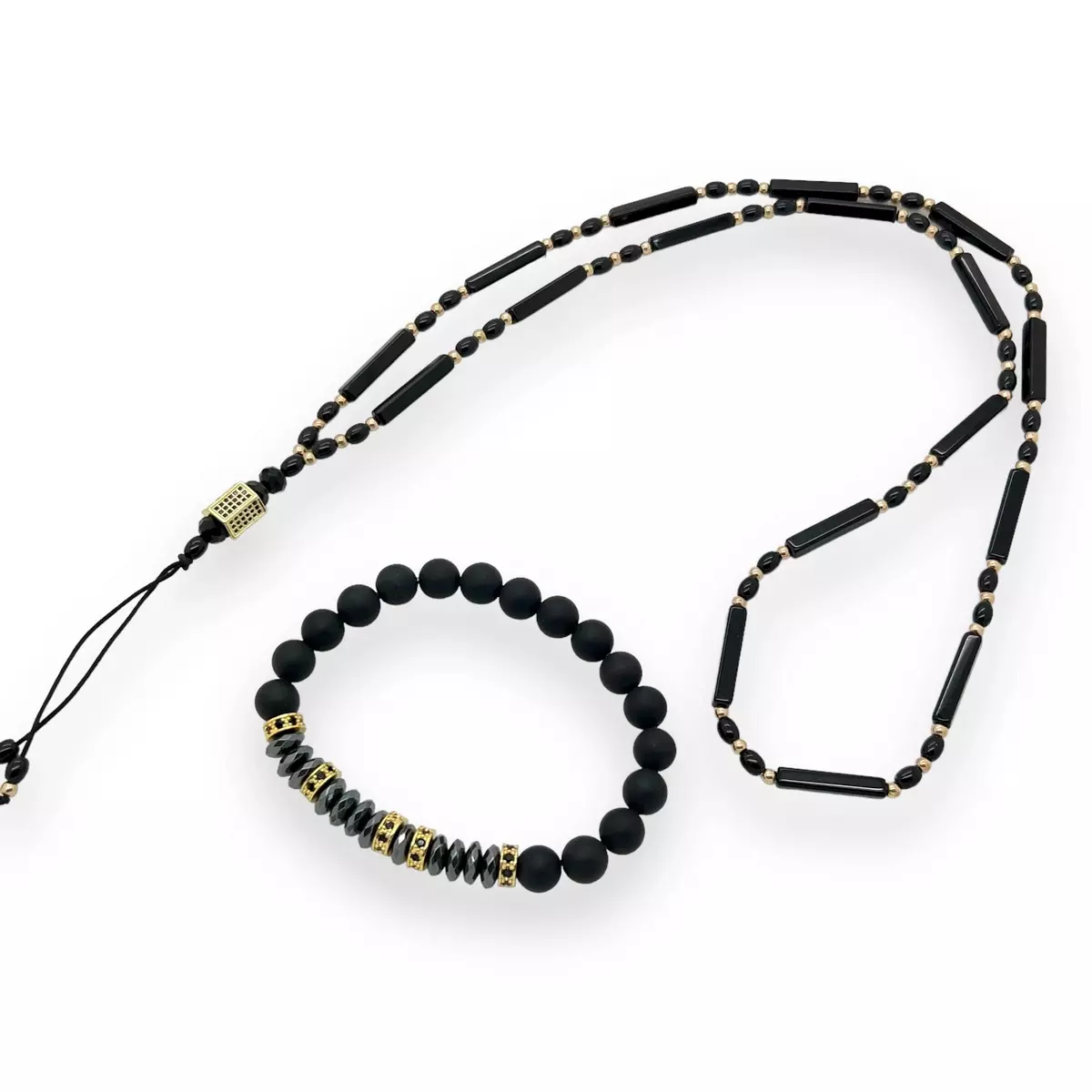 Set Lant-Bratara GoldBlack Hexa Charm [1]