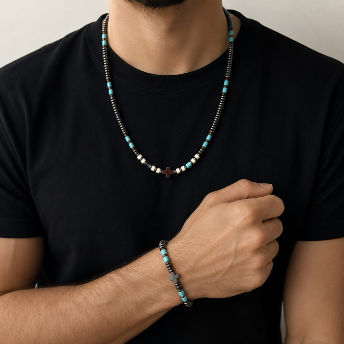 Set Lant-Bratara Greek Design Pietre Naturale [2]