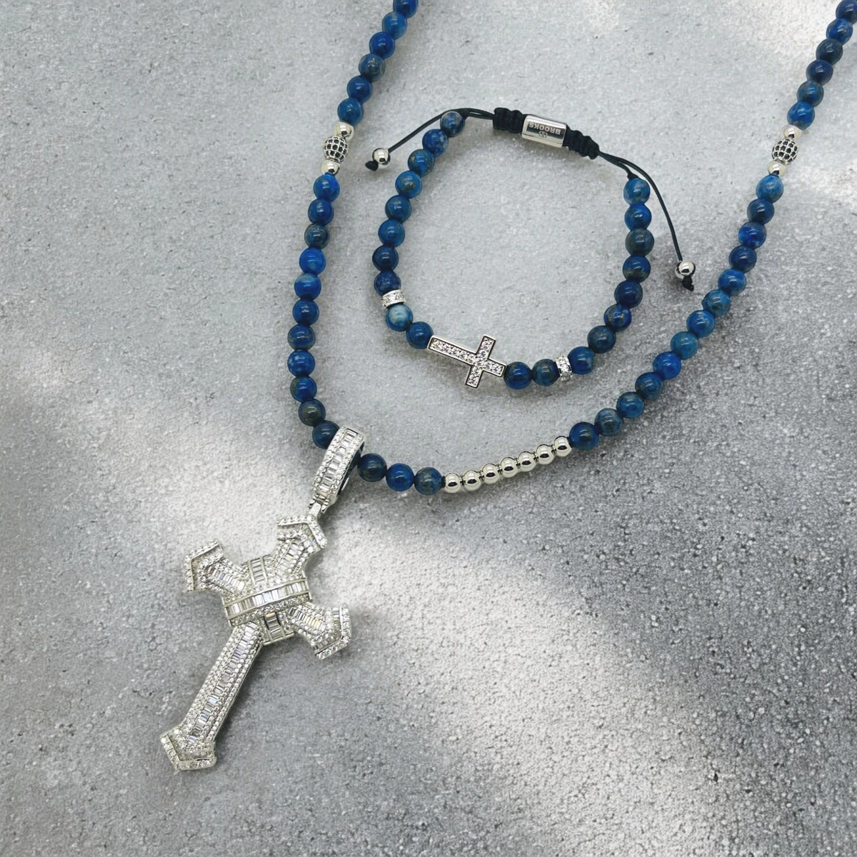 Set Lant-Bratara Imperial Blue Diamonds Cross [2]