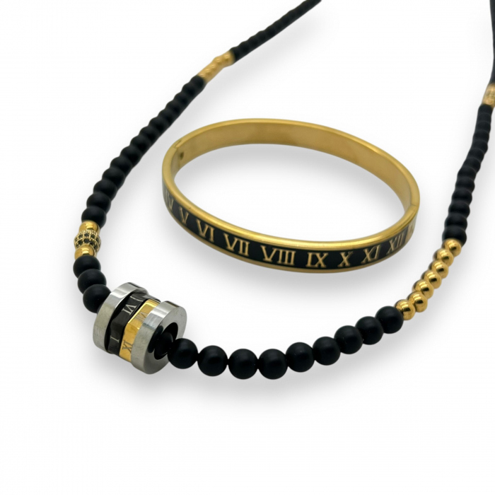 Set Lant-Bratara Roman Symbol GoldBlack [5]
