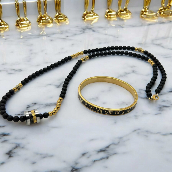 Set Lant-Bratara Roman Symbol GoldBlack [4]