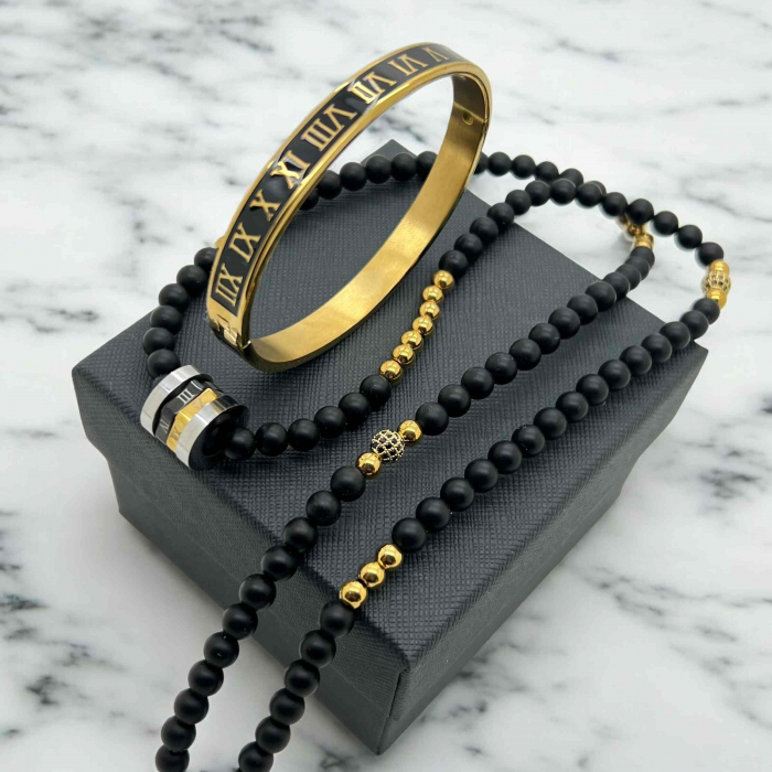 Set Lant-Bratara Roman Symbol GoldBlack [1]