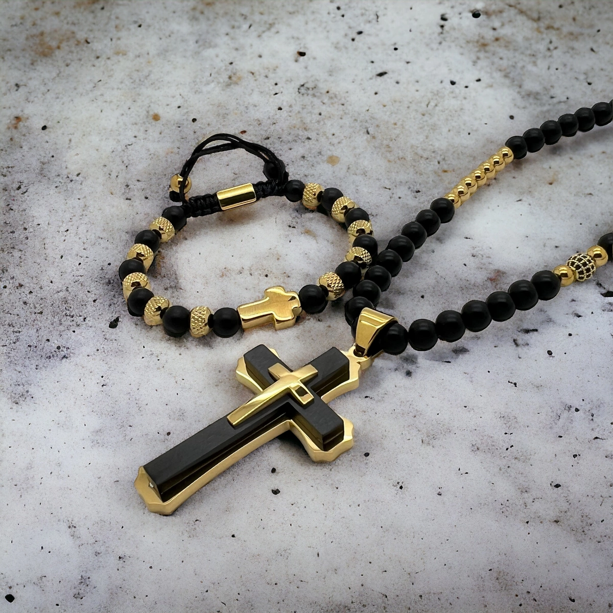 Set Lant-Bratara Rosary Cross Sapphire [2]