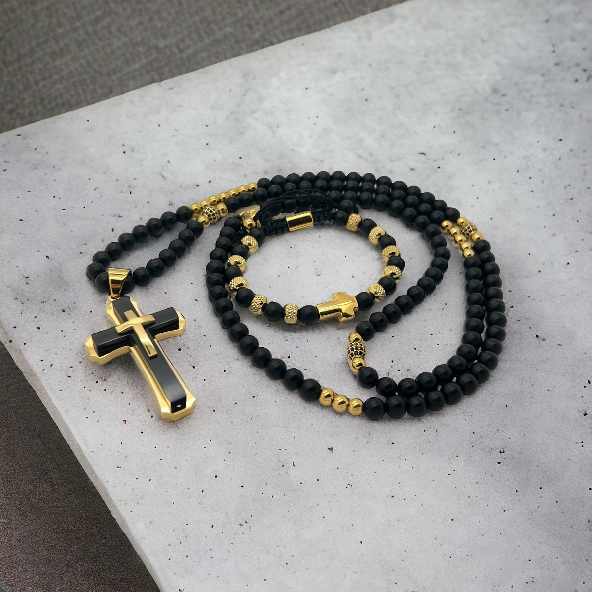 Set Lant-Bratara Rosary Cross Sapphire [3]