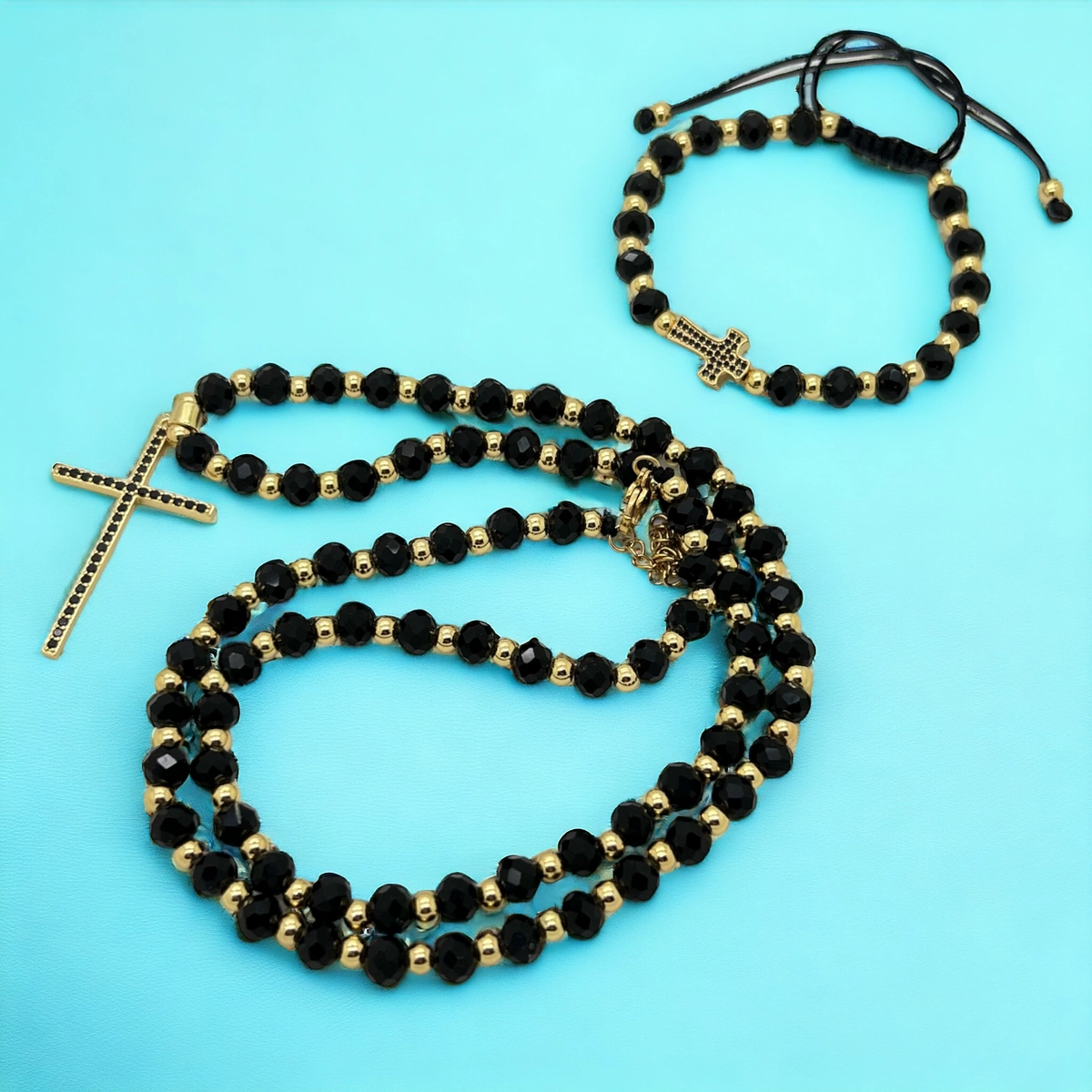 Set Lant-Bratara Rosary Diamonds Cross [2]