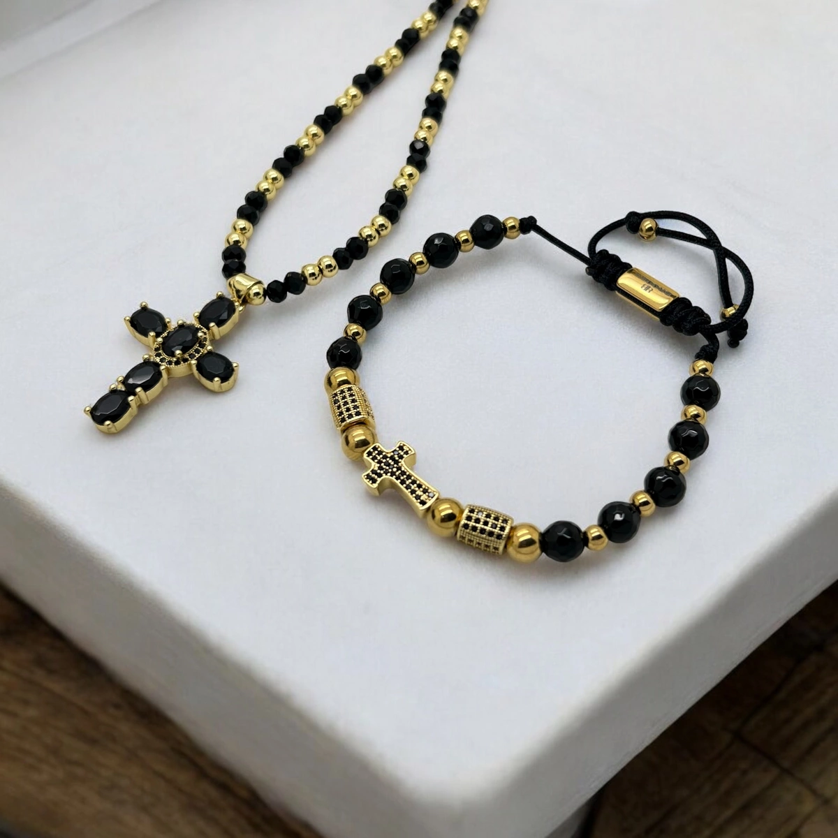 Set Lant-Bratara Rosary GoldBlack Vanguard [3]