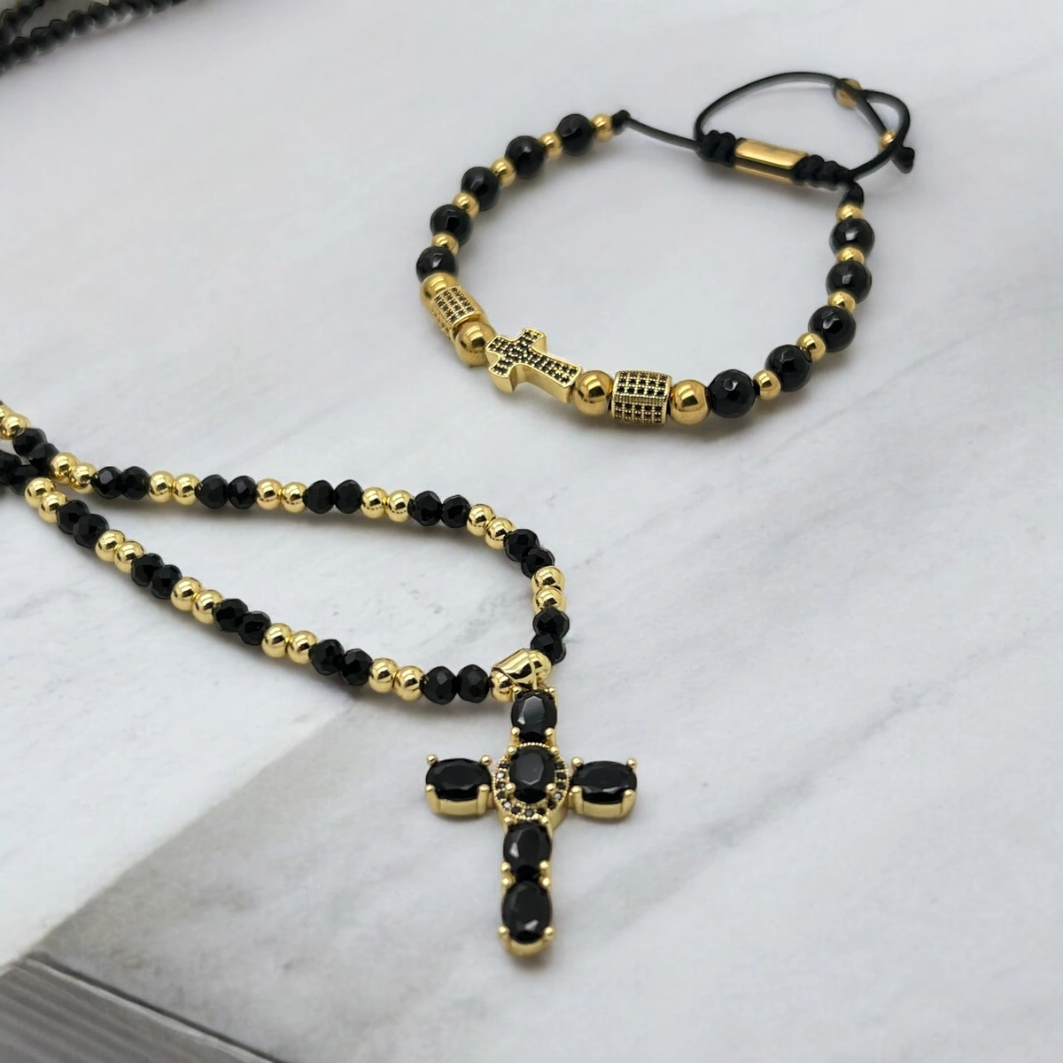 Set Lant-Bratara Rosary GoldBlack Vanguard [2]