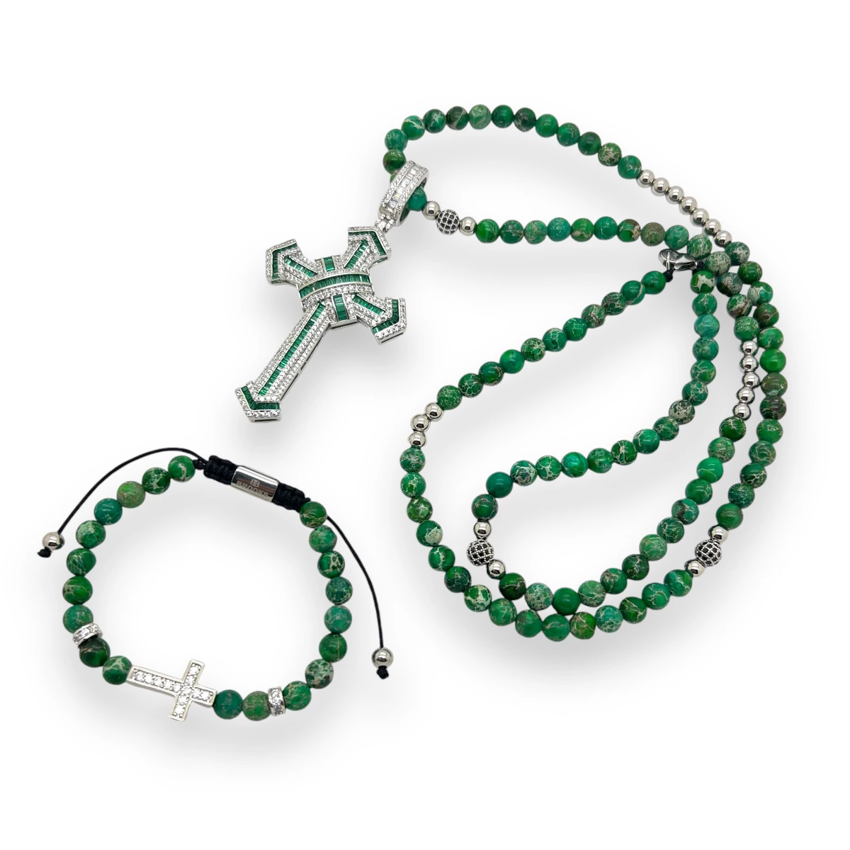 Set Lant-Bratara Royal Green Diamonds Cross [1]