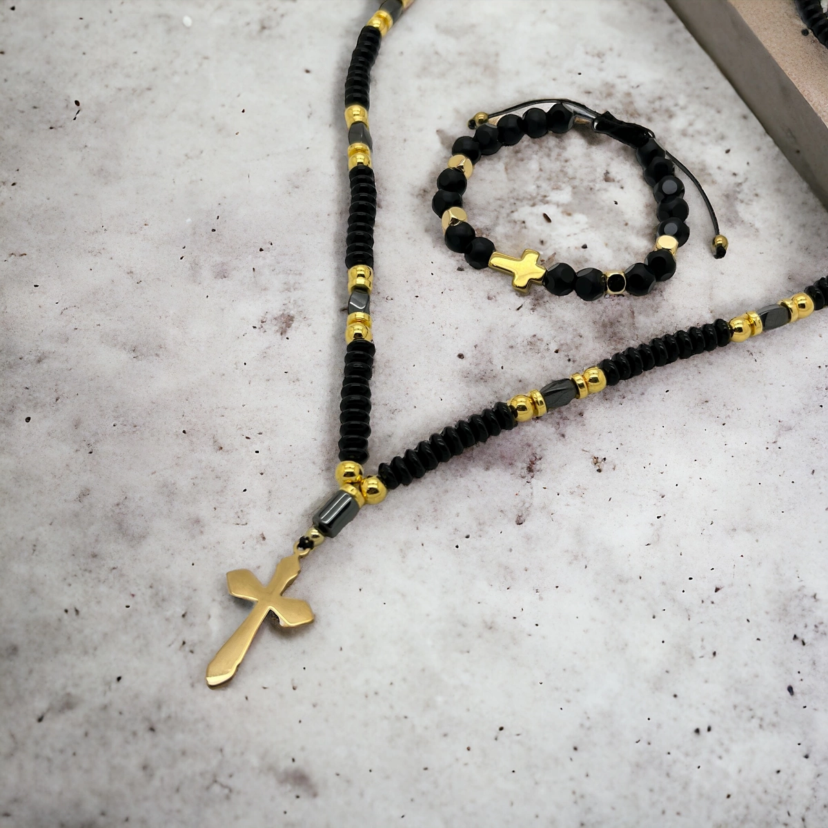 Set Lant-Bratara Rozariu Cruce GoldBalck [2]