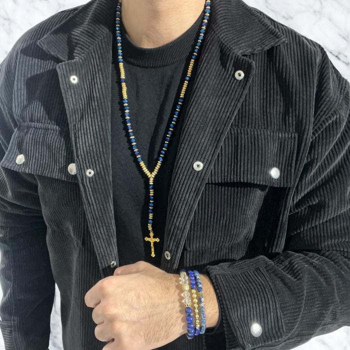 Set Lant-Bratari Blue Rosary Cross Crown [2]