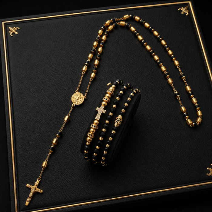 Set Lant-Bratari Rosary GoldBlack Luxury [3]