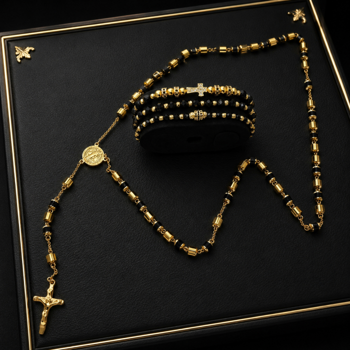 Set Lant-Bratari Rosary GoldBlack Luxury [4]