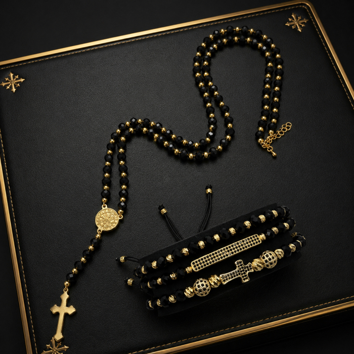 Set Lant-Bratari Rosary GoldBlack Luxury [3]