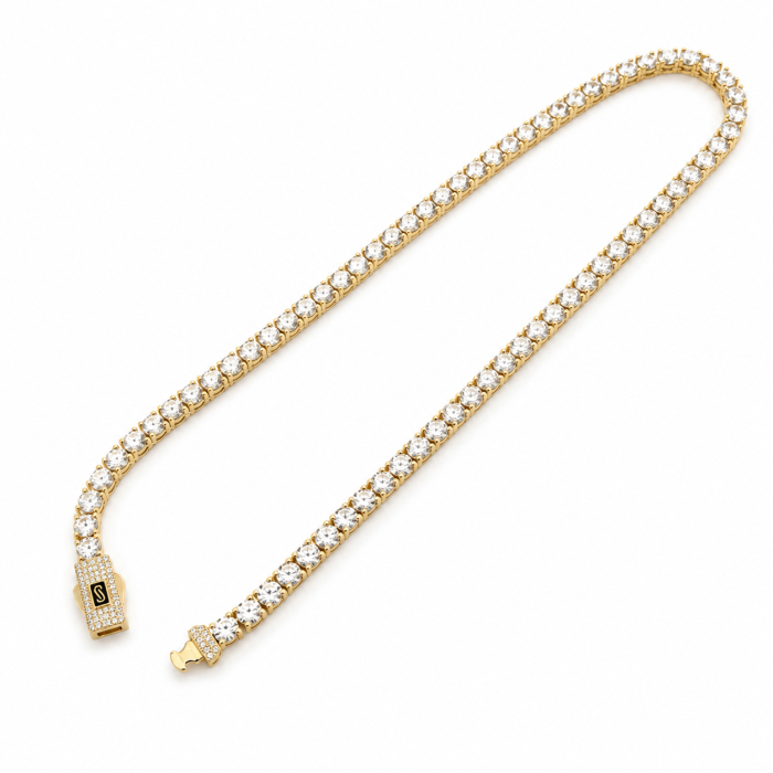 Set Tennis Monaco Diamonds 4 MM Gold Plated 14K [4]
