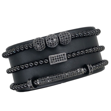SETURI FULL BLACK - All Black Set 3 Brooks Zircon Bracelets