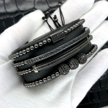 All Black Set 4 Brooks Bracelets [2]