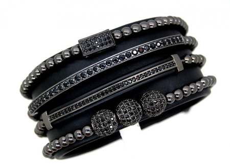 BRATARI BARBATI - All Black Set 4 Brooks Bracelets