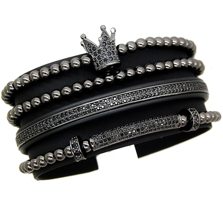 BRATARI BARBATI - All Black Set 4 Brooks Bracelets
