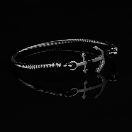 Black Nautical Men Bangle [1]