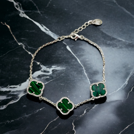 Bratara Argint 925 Malachite Flower [1]
