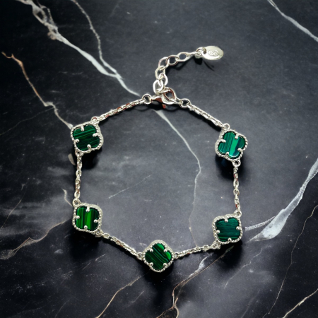 Bratara Argint 925 Malachite Flower [1]