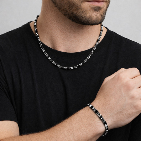 Set Lant-Bratara Argint 925 Onix Stones [1]