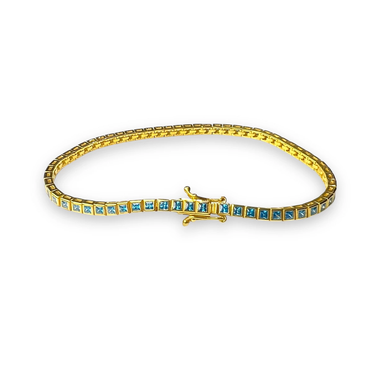 COLECTIE ARGINT - Bratara Argint 925 Tennis Gold Turcoaz Zircon 3MM