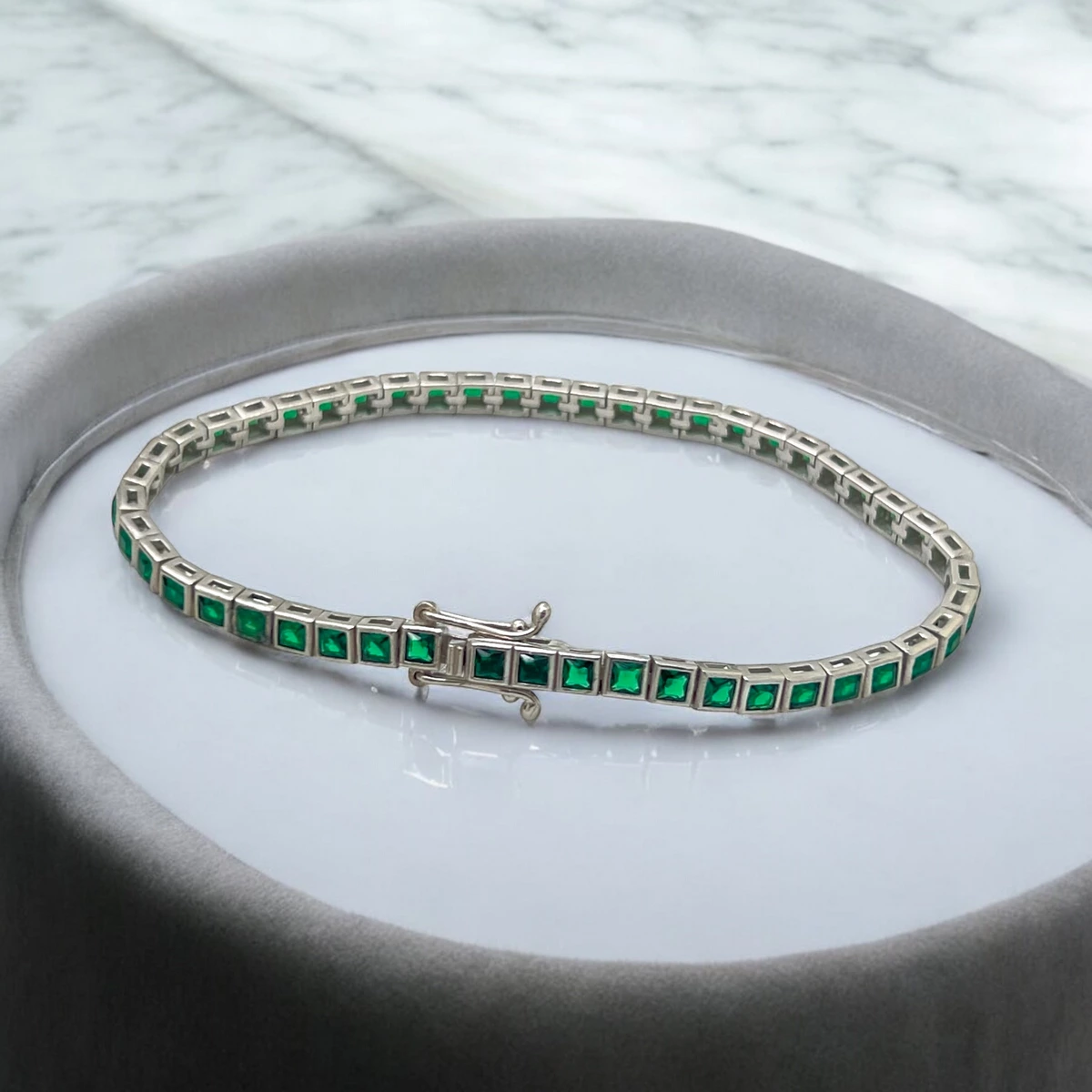 COLECTIE ARGINT - Bratara Argint 925 Tennis Green Zircon 3.5MM