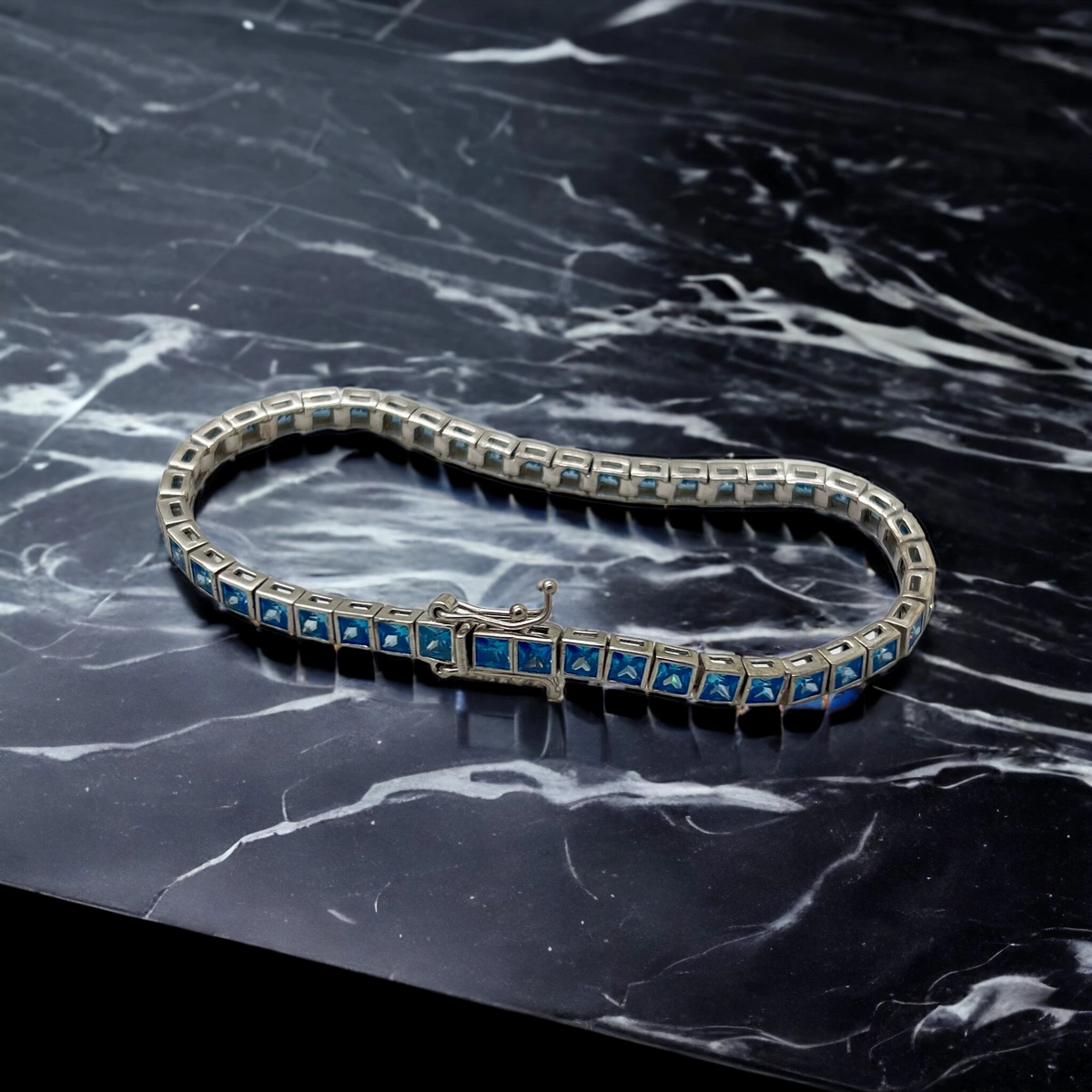 Bratara Argint 925 Tennis Blue Diamond 3MM [1]