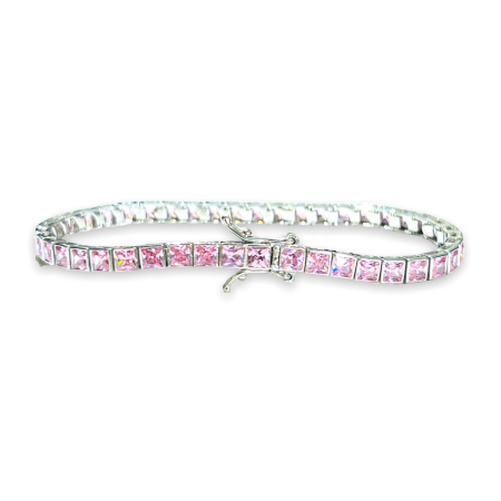 Bratara Argint Brooks Tennis Cristale Zirconiu Roz [0]