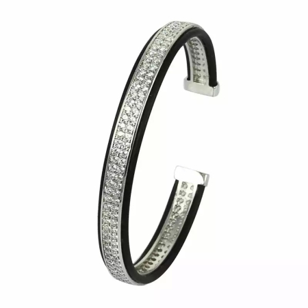 BRATARI LUXURY - Bratara Brooks Bangle Louviere Zircon SILVER